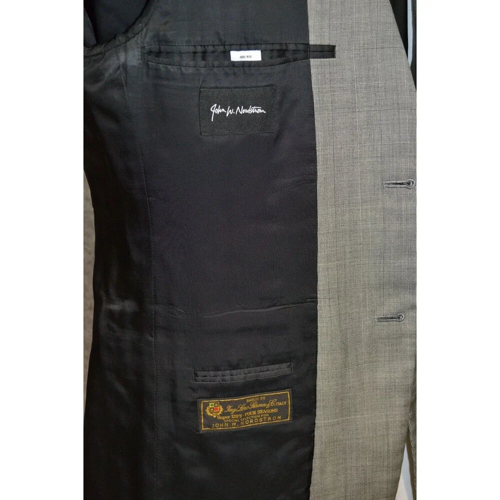 John W. Nordstrom Loro Piana Wool Blazer Mens 42R‎ Gray Glenn Check Sport Jacket